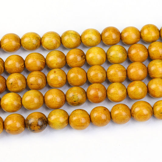 Golden Sandalwood Round beads AA Grade – 15" Strand