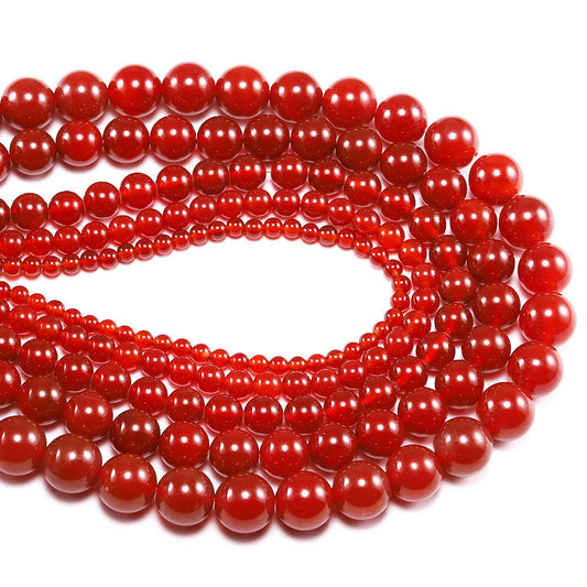 Carnelian Round beads AAA+ Grade, Deep Red - 15" Strand