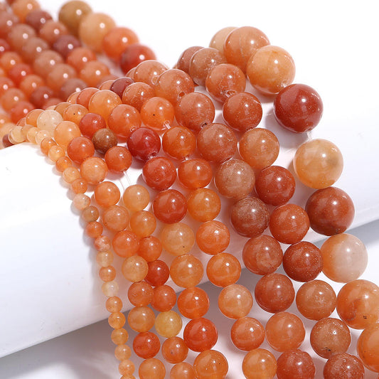 Red Aventurine round Beads AA Grade - 15.5" Strand