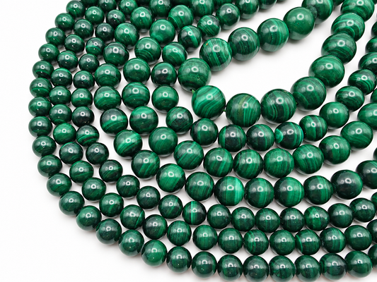 Malachite round beads AAA Grade - 15.5" Strand