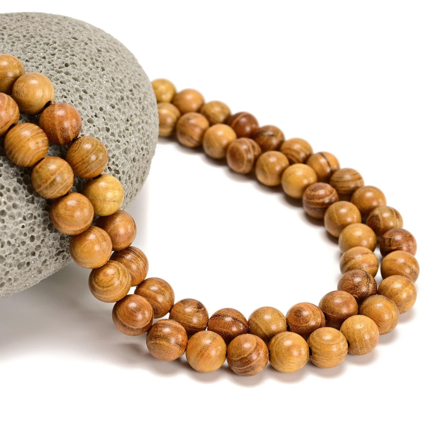 Golden Sandalwood Round beads AA Grade – 15" Strand