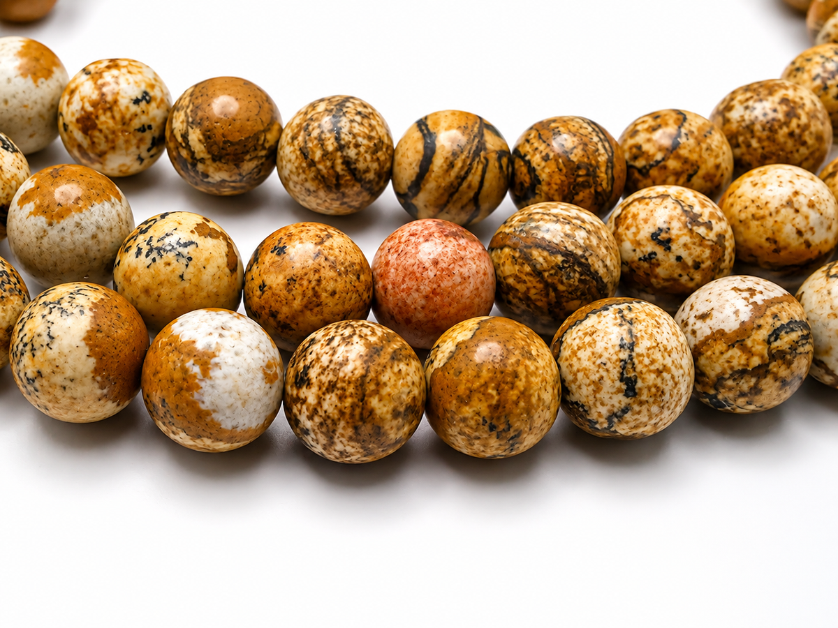 Picture Jasper Tasbih – 8mm, 99 Beads with Sterling Silver
