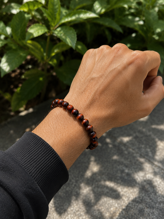 South African Red Tiger Eye Bracelet – Premium Natural Gemstone 8mm Stretch Bracelet