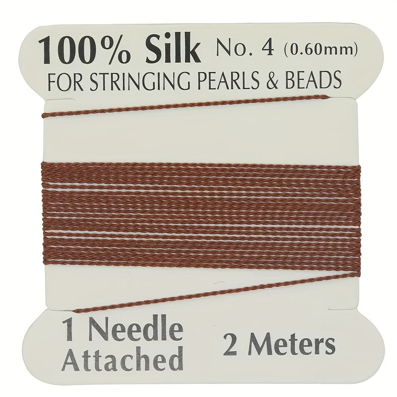 Natural Silk Thread 0.6mm for Beading & Jewellery Making with Needle