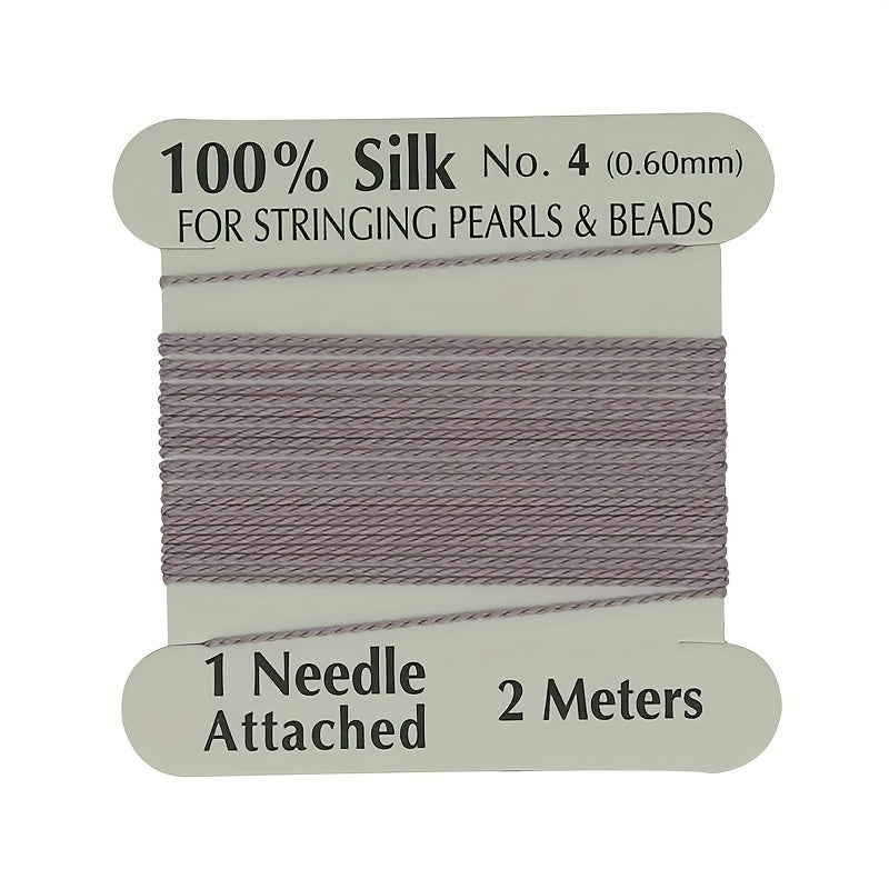 Natural Silk Thread 0.6mm for Beading & Jewellery Making with Needle