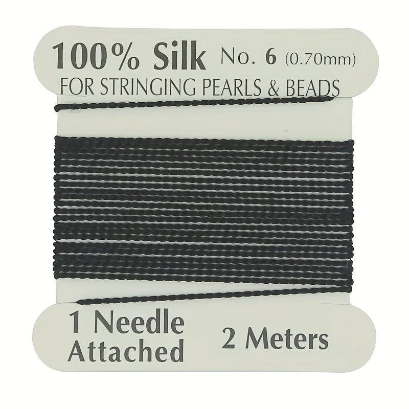 Natural Silk Thread 0.7mm for Beading & Jewellery Making with Needle