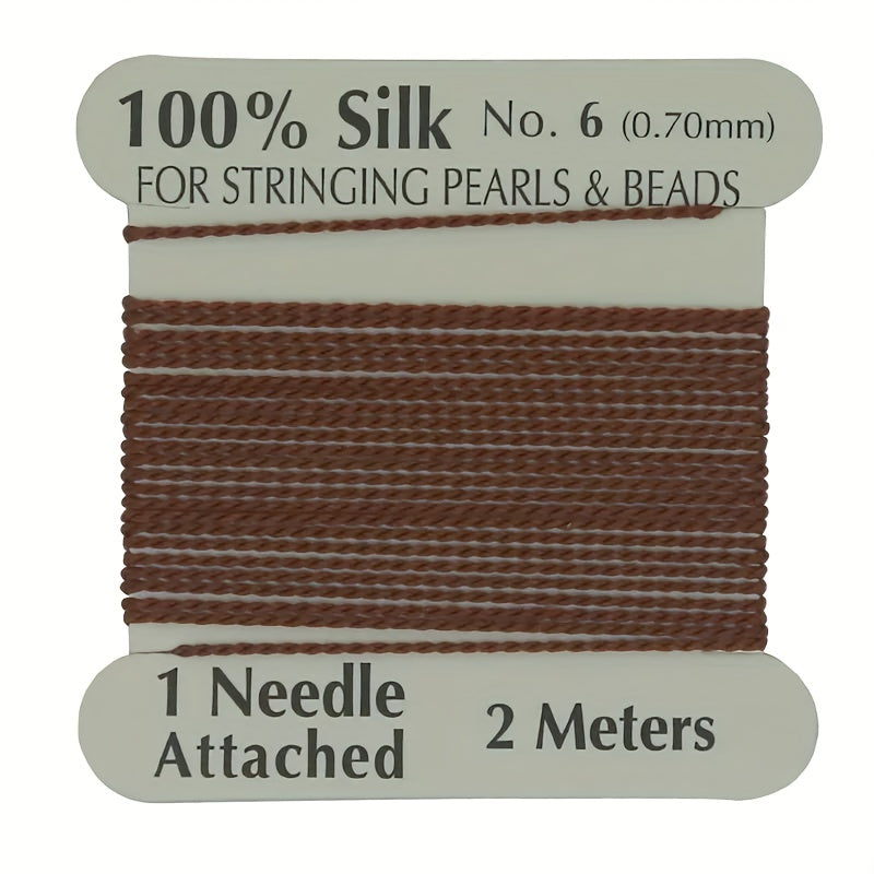 Natural Silk Thread 0.7mm for Beading & Jewellery Making with Needle