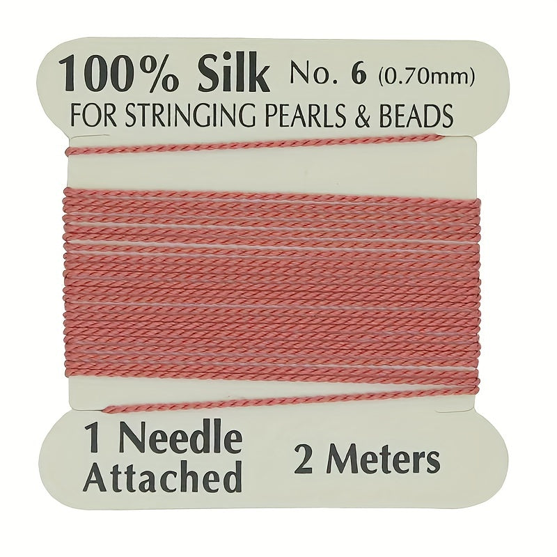 Natural Silk Thread 0.7mm for Beading & Jewellery Making with Needle