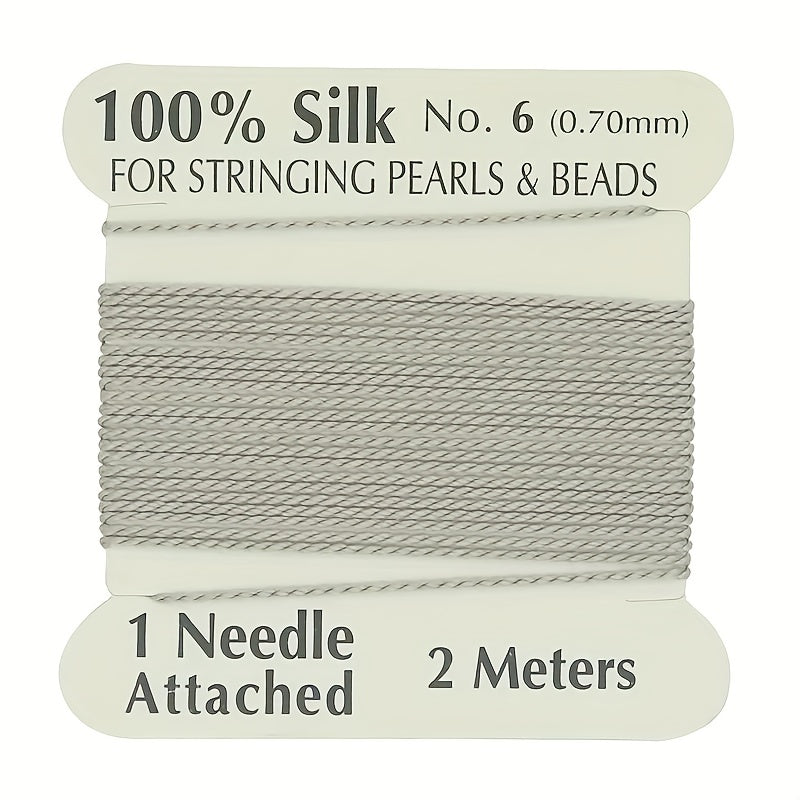 Natural Silk Thread 0.7mm for Beading & Jewellery Making with Needle