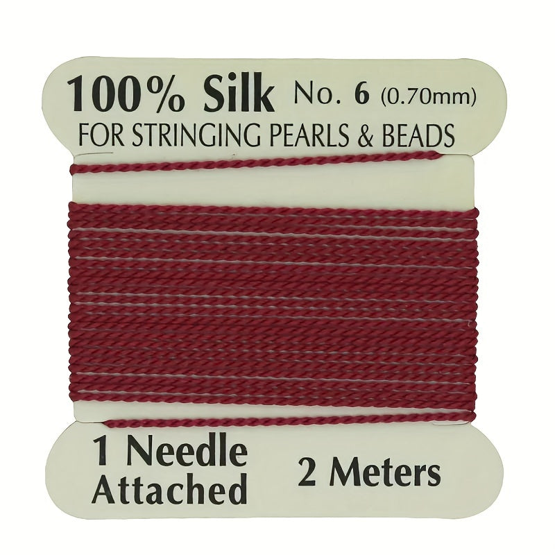 Natural Silk Thread 0.7mm for Beading & Jewellery Making with Needle