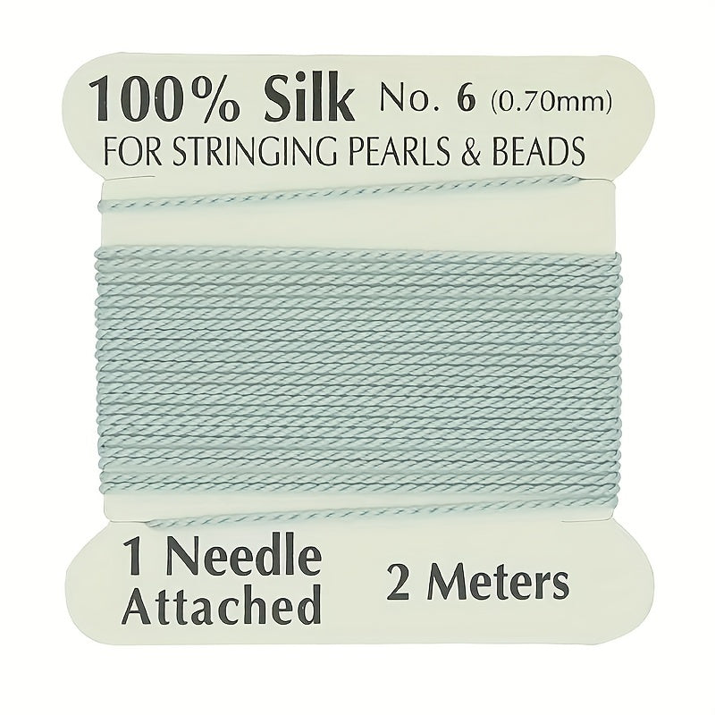 Natural Silk Thread 0.7mm for Beading & Jewellery Making with Needle