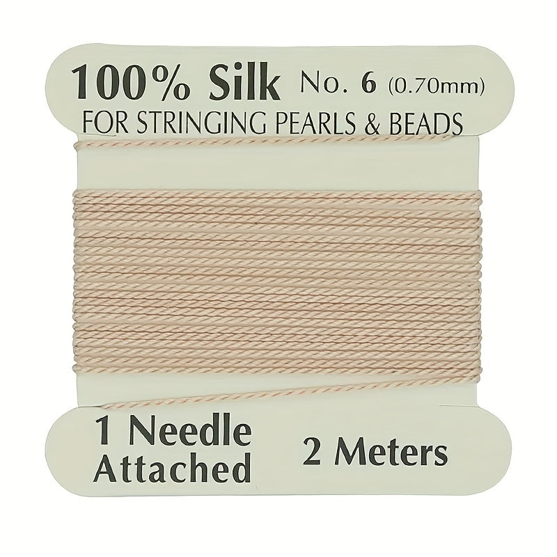 Natural Silk Thread 0.7mm for Beading & Jewellery Making with Needle