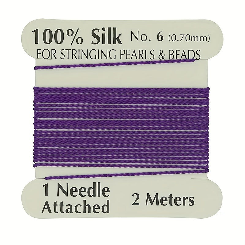 Natural Silk Thread 0.7mm for Beading & Jewellery Making with Needle