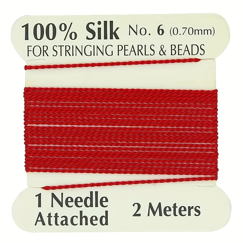 Natural Silk Thread 0.7mm for Beading & Jewellery Making with Needle