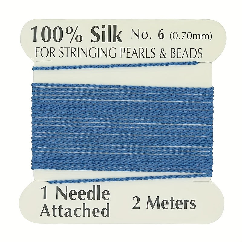 Natural Silk Thread 0.7mm for Beading & Jewellery Making with Needle