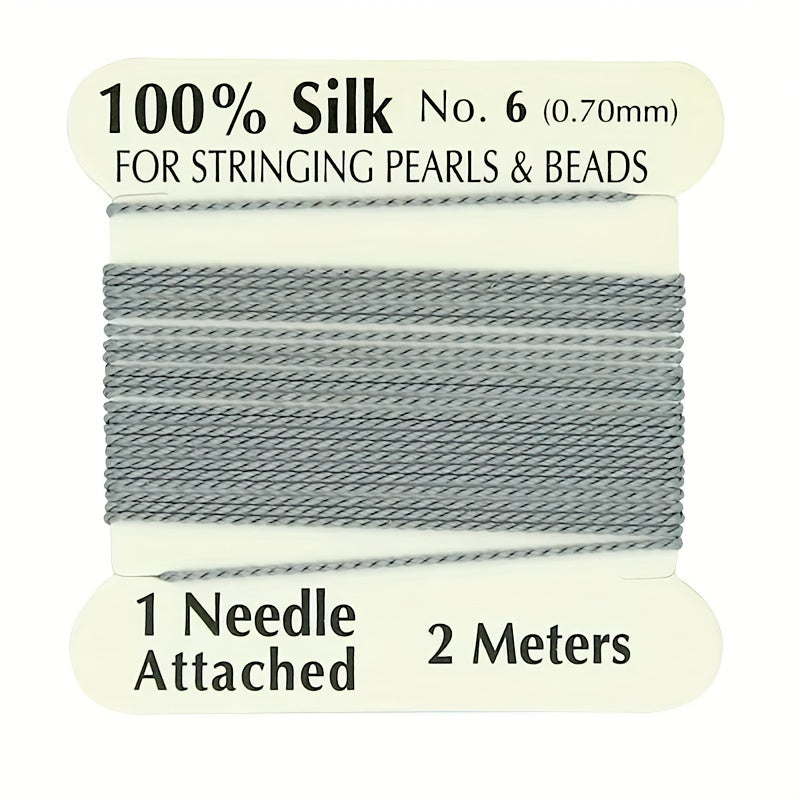 Natural Silk Thread 0.7mm for Beading & Jewellery Making with Needle