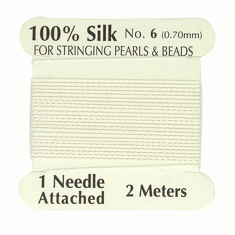 Natural Silk Thread 0.7mm for Beading & Jewellery Making with Needle