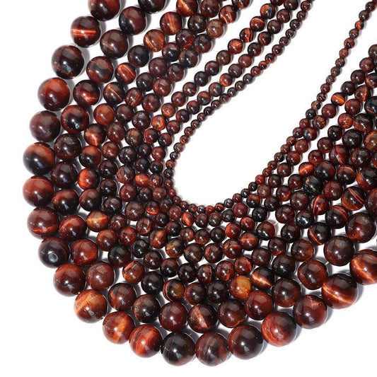Tiger's Eye Round beads AAA Grade, Golden Red - 15" Strand