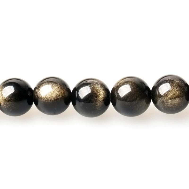 Gold Obsidian Round beads AAA+ Grade, Gold Shade - 15.5" Strand