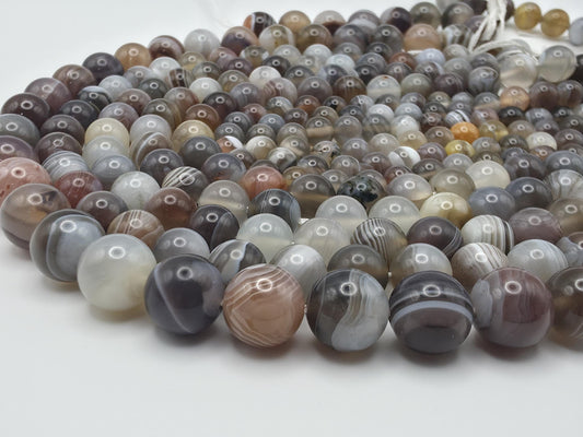 Botswana Agate Round beads AAA Grade, Layered Banded - 15" Strand