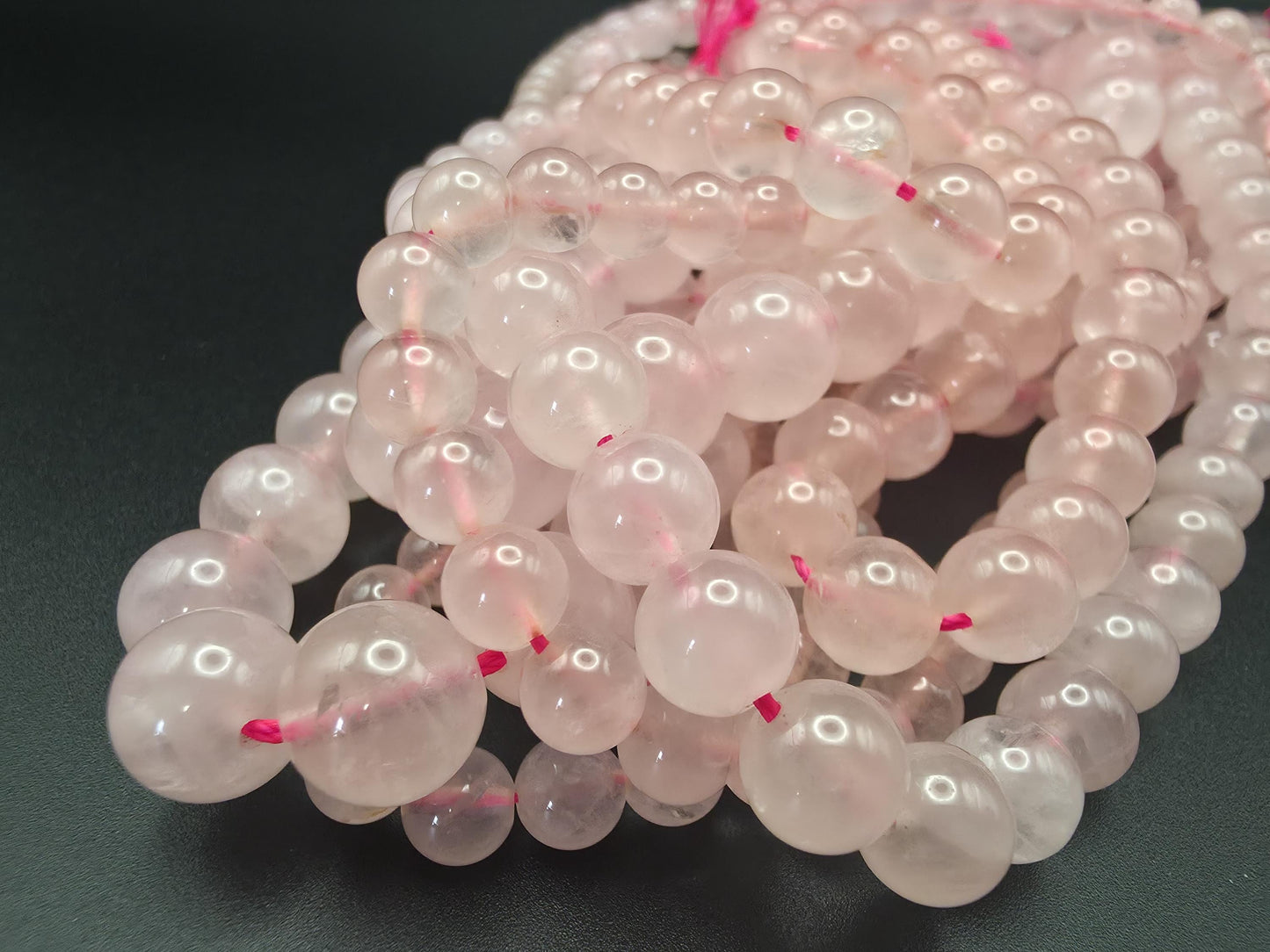 Rose Quartz Round beads AAA+ Grade, Soft Pink - 15.5" Strand