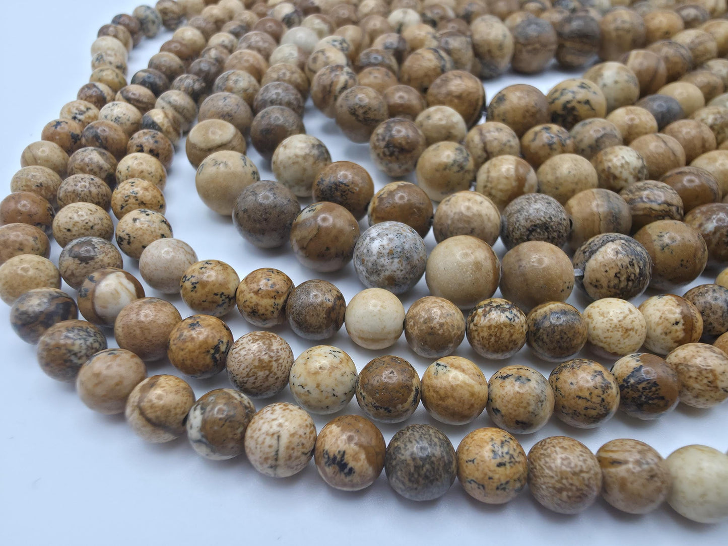 Picture Jasper Round beads AA Grade, Earthy Patterned, 15.5" Strand