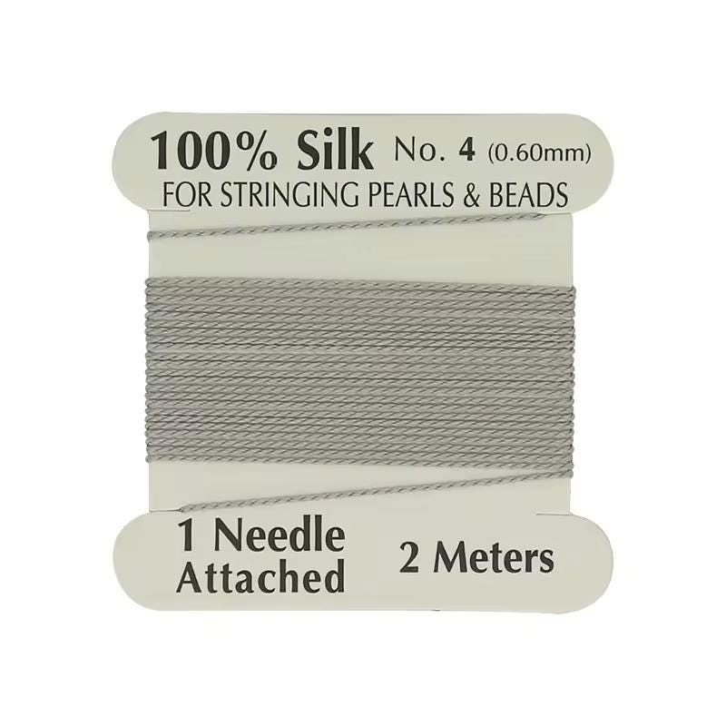 Natural Silk Thread 0.6mm for Beading & Jewellery Making with Needle