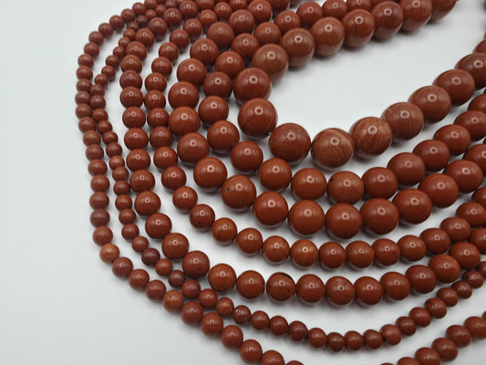 Red Jasper Round beads AAA Grade, Deep Brick-Red – 15.5" Strand