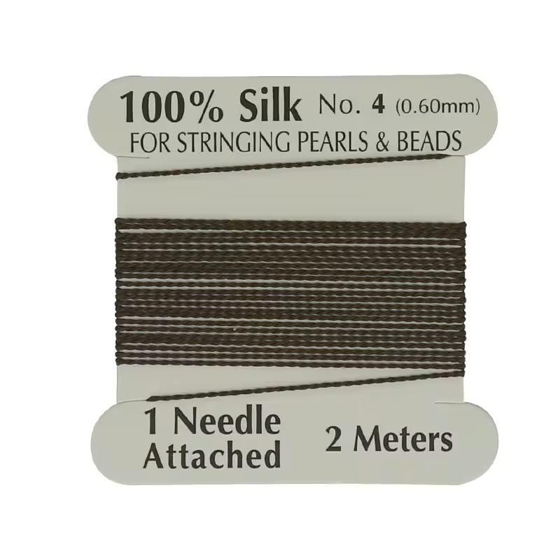 Natural Silk Thread 0.6mm for Beading & Jewellery Making with Needle