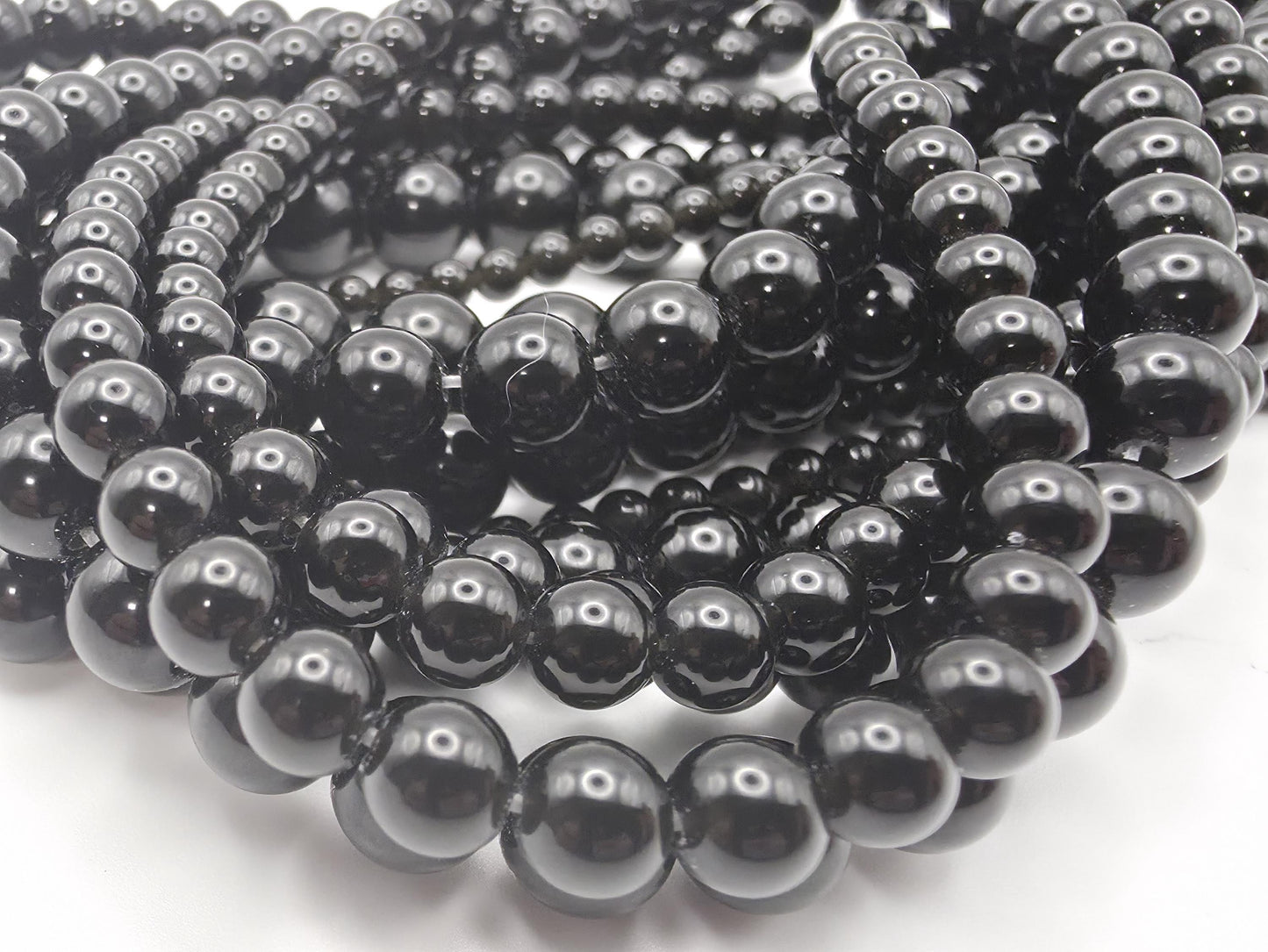Black Onyx Round beads AAA+ Grade - 15.5" Strand