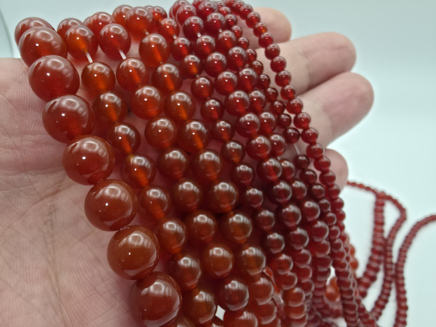 Carnelian Round beads AAA+ Grade, Deep Red - 15" Strand