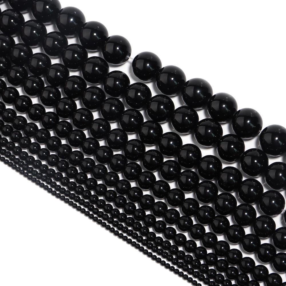 Black Onyx Round beads AAA+ Grade - 15.5" Strand