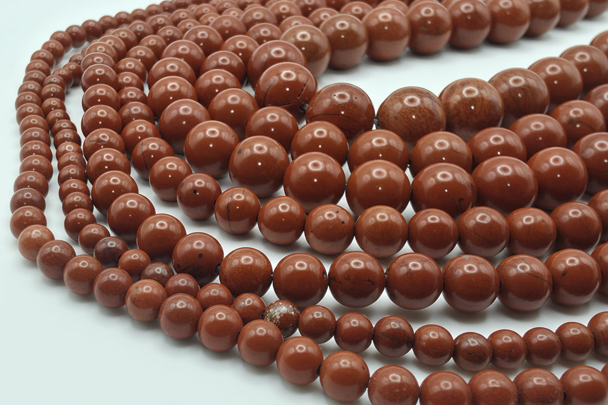 Red Jasper Round beads AAA Grade, Deep Brick-Red – 15.5" Strand