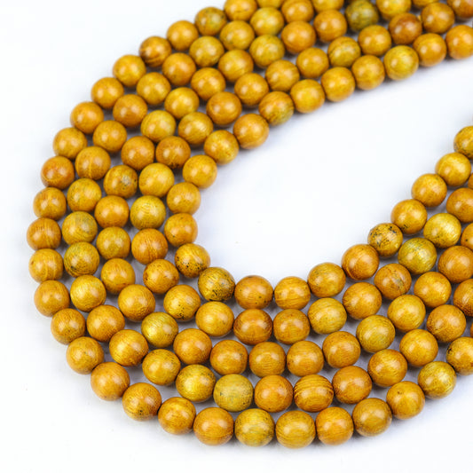 Golden Sandalwood Round beads AA Grade – 15" Strand