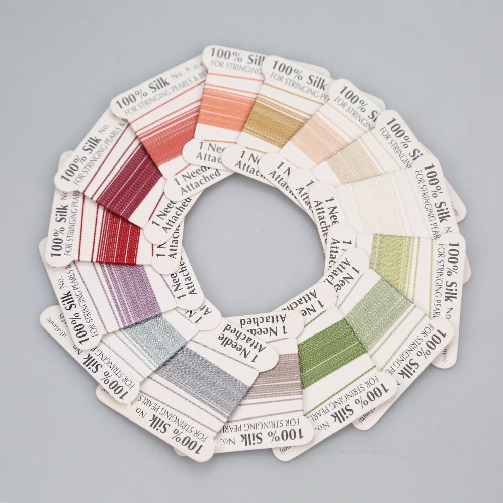 Natural Silk Thread 0.6mm for Beading & Jewellery Making with Needle