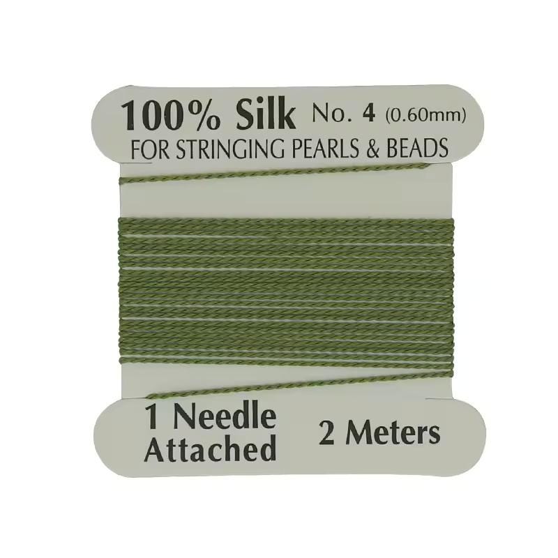 Natural Silk Thread 0.6mm for Beading & Jewellery Making with Needle