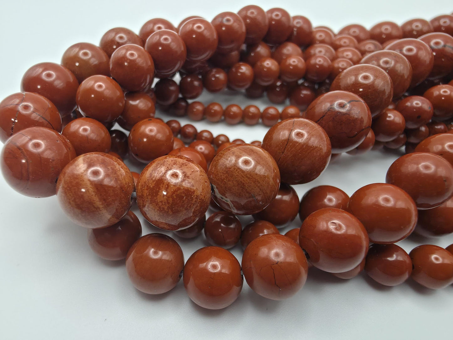 Red Jasper Round beads AAA Grade, Deep Brick-Red – 15.5" Strand