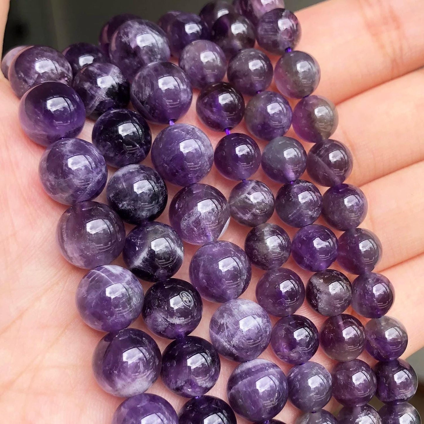 Amethyst Round beads AAA Grade Deep Purple - 15.5" Strand