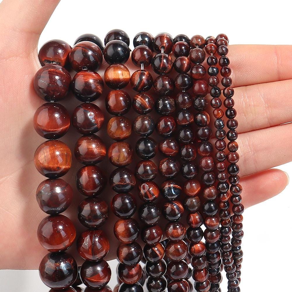 Tiger's Eye Round beads AAA Grade, Golden Red - 15" Strand