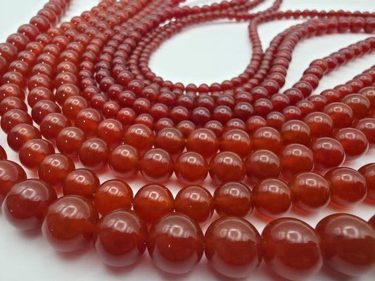 Carnelian Round beads AAA+ Grade, Deep Red - 15" Strand