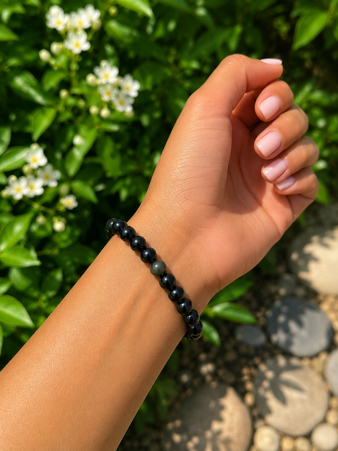 Black Obsidian Bracelet – Premium Natural Gemstone 8mm Stretch Bracelet