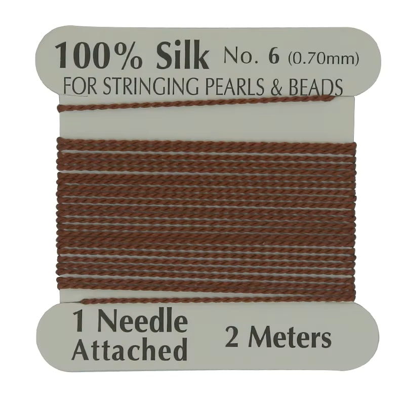 Natural Silk Thread 0.6mm for Beading & Jewellery Making with Needle
