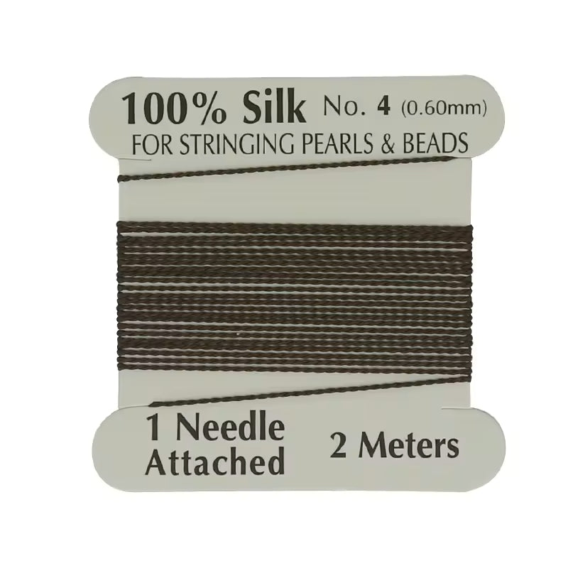 Natural Silk Thread 0.6mm for Beading & Jewellery Making with Needle
