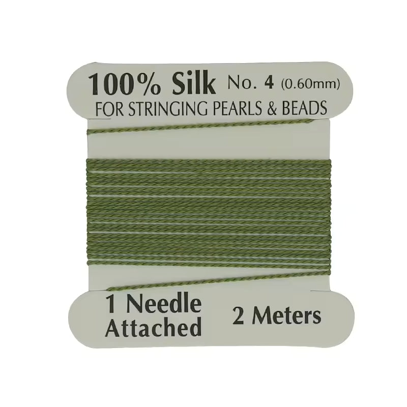 Natural Silk Thread 0.6mm for Beading & Jewellery Making with Needle