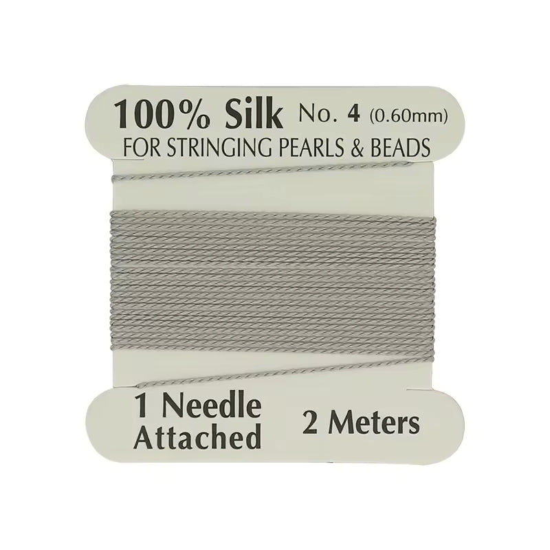 Natural Silk Thread 0.6mm for Beading & Jewellery Making with Needle