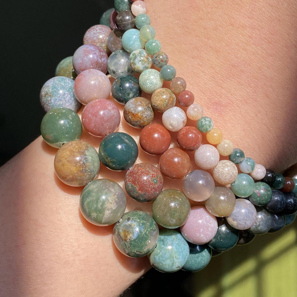 Indian Agata round Beads AA Grade - 15.5" Strand
