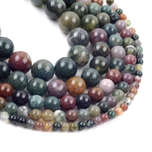Indian Agata round Beads AA Grade - 15.5" Strand