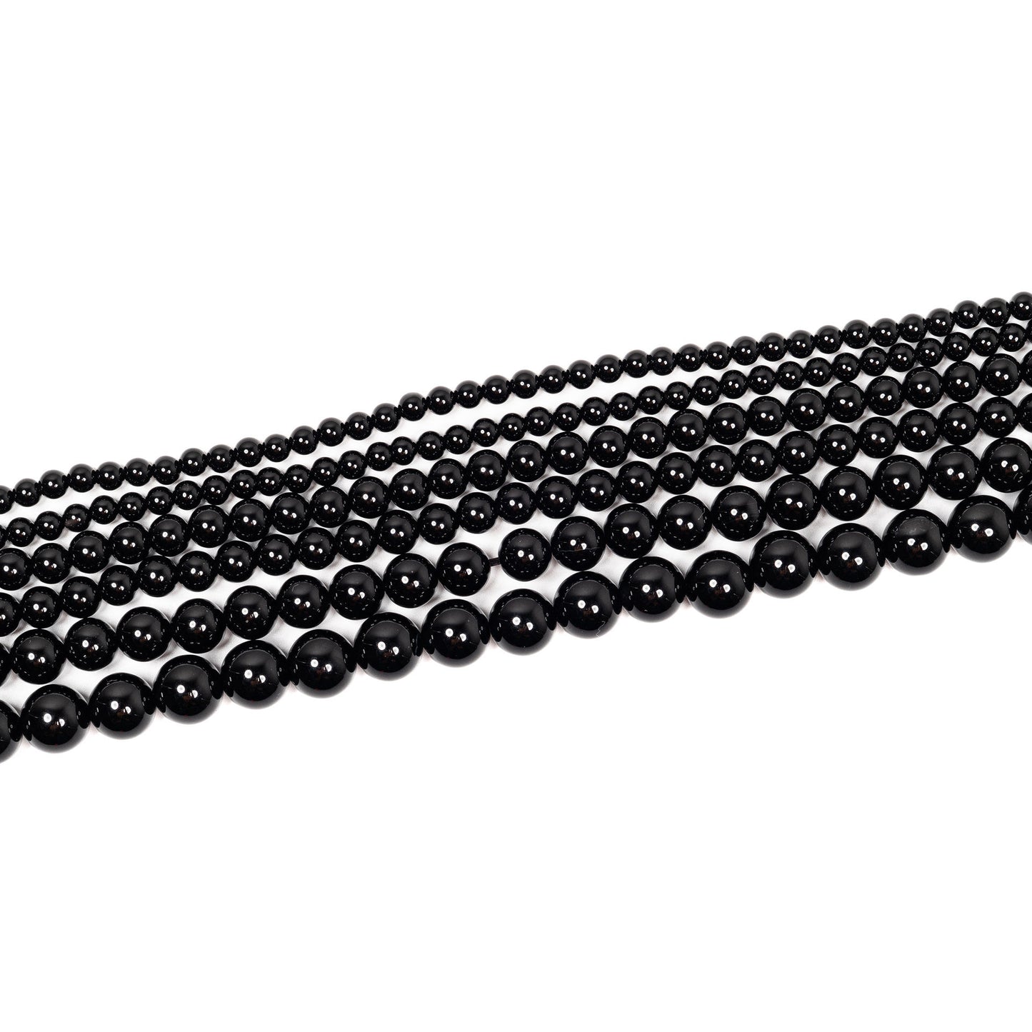Black Onyx round beads AAA+ Grade - 15.5" Strand