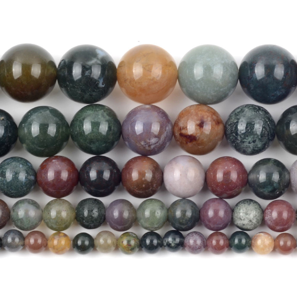 Indian Agata round Beads AA Grade - 15.5" Strand