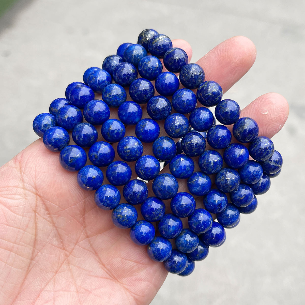 Afghan Lapis Lazuli Bracelet – Premium Natural Gemstone 8mm Stretch Bracelet